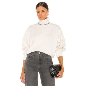 anine bing kian cotton sweatshirt - ivory size M